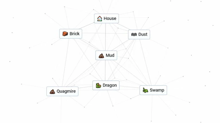 Infinite Craft image showing text of mud dragon quagmore on a white background connected with lines 768x432 1